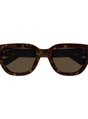 1h可退 GUCCI 女士眼镜 GG1578S002 SS2026 棕色 几何框太阳镜