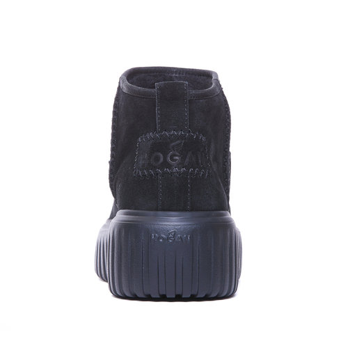 1h可退 HOGAN 女士靴子 HXW6450FF90BTMB999 SS2025 黑色 圆头短 - 图1
