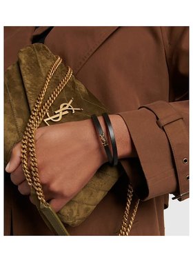 1h可退 潮奢 Saint Laurent 圣罗兰 女士 YSL 徽标皮革手链 00112