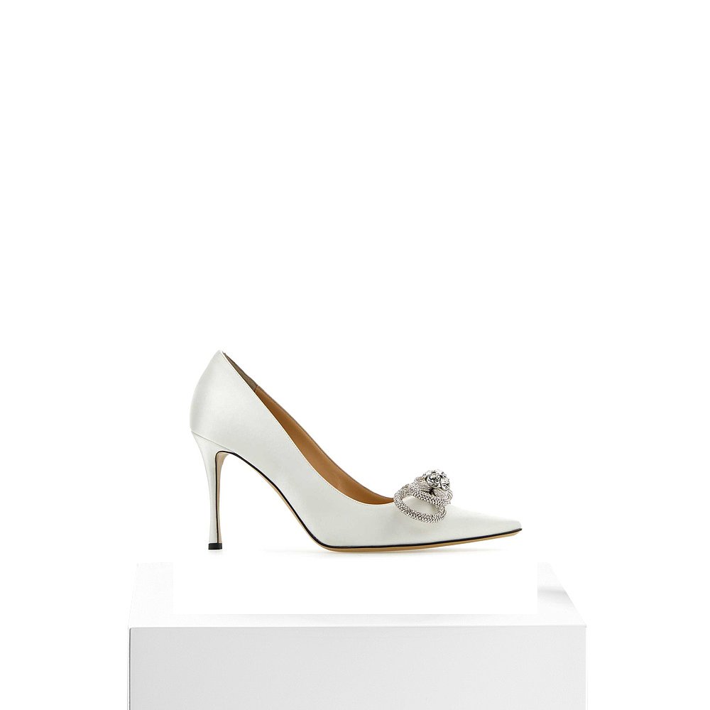 1h可退 潮奢 MACH & MACH 女士 白色绸缎浅口鞋 PF23S0230CRP011 - 图3