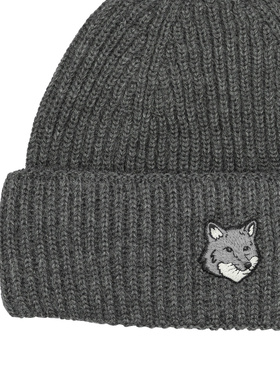 香港直邮MAISONKITSUNE/FOX HEAD男士毛线帽 【付后1h可退】