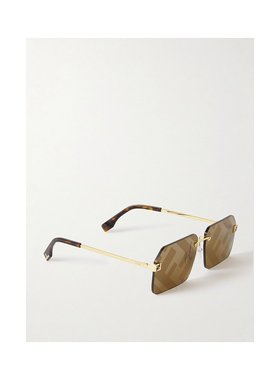 1h可退 潮奢 Fendi 芬迪 女士 天蓝色无框矩形框镀金太阳眼镜 FE4