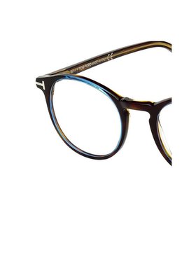 1h可退 TOM FORD 男士太阳镜 FT5294056 AW2022 黑色 玳瑁纹圆框