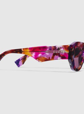 1h可退 GUCCI 女士眼镜 840017J07655550 AW2025 紫色 猫眼镜框太
