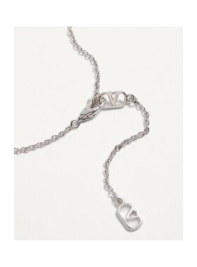 VALENTINO 女士项链 WJ0AQ2QEUDFH SS2025 银色 水晶徽标吊坠项链