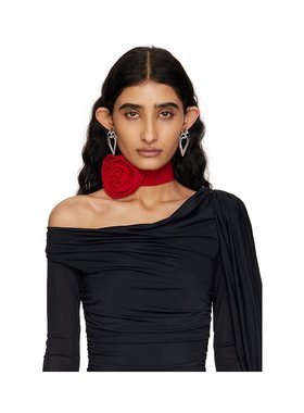 1h可退 潮奢 Blumarine 蓝色情人 女士 红色 Grosgrain Rose 颈链