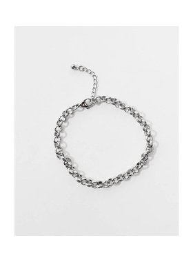 1h可退 潮奢 ASOS 男士 设计防水不锈钢切面链环链条手链(银色)