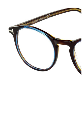 1h可退 TOM FORD 男士太阳镜 FT5294056 AW2022 黑色 玳瑁纹圆框