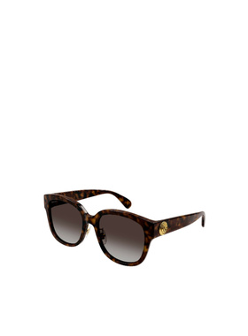 1h可退 GUCCI 女士太阳镜 GG1409SK002 SS2025 棕色 徽标太阳镜