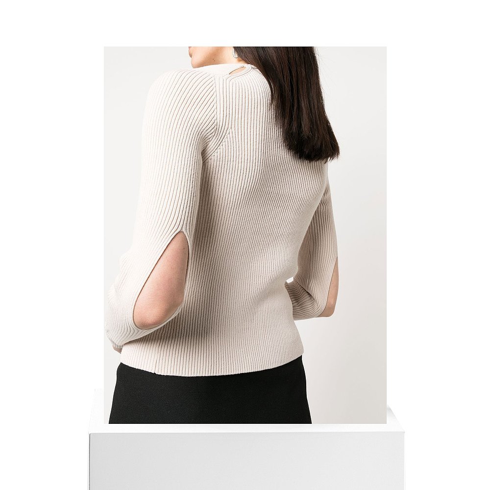 FENDI 女士针织衫 FZC963ANJBF084J SS2023 米白色 徽标针织开衫 - 图3