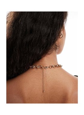 1h可退 潮奢 ASOS 女士 and moon 设计项链式粗框链条吊坠磨毛金