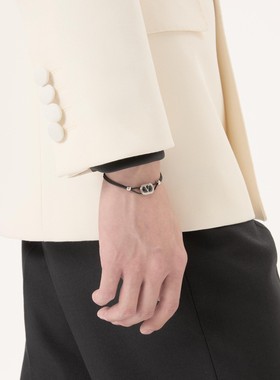 VALENTINO 男士手链手镯 YJ0AI9PIB0NO SS2026 黑色 Ovalette 手