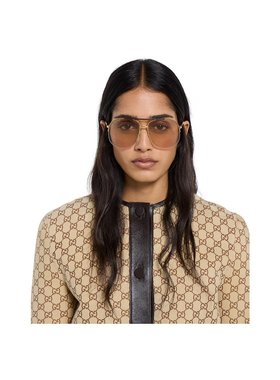 GUCCI 女士眼镜 861000I33308023 SS2026 白色 Navigator 太阳眼