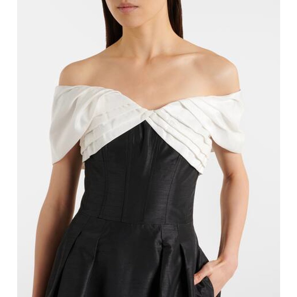 1h可退 潮奢 REBECCA VALLANCE 女士 Eliza 露肩中长连衣裙 - 图2