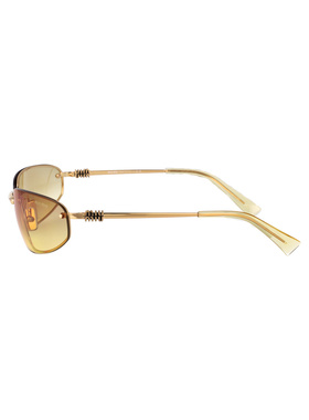 1h可退 MIU MIU 女士太阳镜 0MUA50S5AK7R1 SS2025 金色 0MU A50S