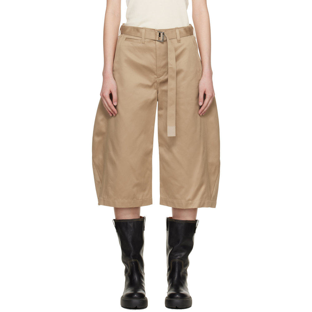 1h可退 潮奢 Sacai 女士 驼色 Cotton Chino 短裤 2608302,淘宝优惠券,粉丝福利购,淘宝优惠卷