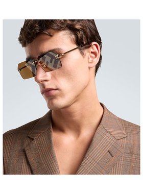 1h可退 潮奢 Fendi 芬迪 男士 天蓝色方框太阳眼镜