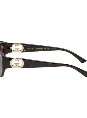 1h可退 潮奢 Gucci 古驰 女士 棕色 Hailey Round 太阳镜 GG1826S