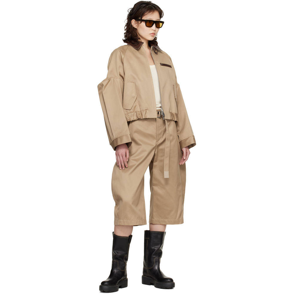 1h可退 潮奢 Sacai 女士 驼色 Cotton Chino 短裤 2608302,淘宝优惠券,粉丝福利购,淘宝优惠卷