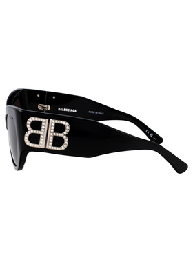BALENCIAGA 女士太阳镜 BB0322S007 SS2025 黑色 蝴蝶镜框太阳镜