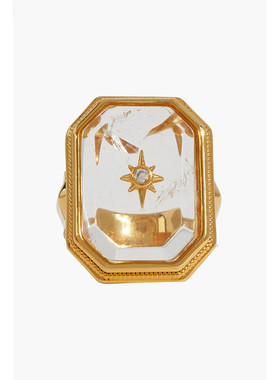 1h可退 潮奢 ZIMMERMANN 女士 镀金水晶戒指 4988F23GOLDTRANSPAR