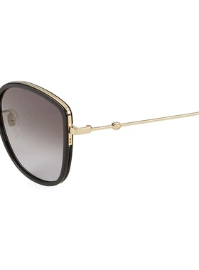 1h可退 GUCCI 女士眼镜 GG0606SK001 CO 黑色 GG0606SK古驰太阳镜