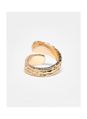 1h可退 潮奢 ASOS 女士 Curve around molten 设计裹式纹理色调戒