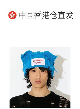 香港直邮CHARLES JEFFREY LOVERBOY 耳朵细节纯棉绒线帽 蓝色