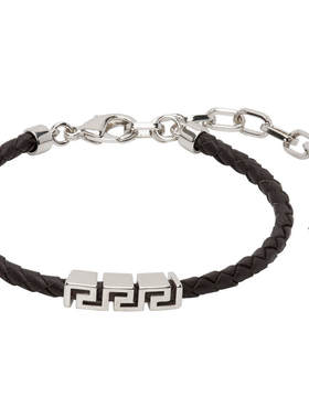 潮奢 versace 范思哲 男士 Greca Leather 手环 10227921A006371N