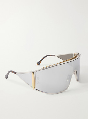 LOEWE 罗意威 女士 Speed 防护罩面具金属太阳眼镜 LW40202U16C
