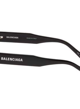 Balenciaga 巴黎世家 女士 黑色 Flat Text Cateye 太阳镜 BB0447