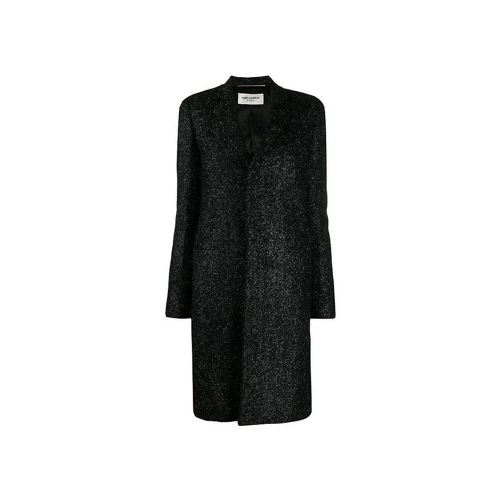 香港直邮圣罗兰黑色单排扣中长大衣 天猫国际香港直购夹克