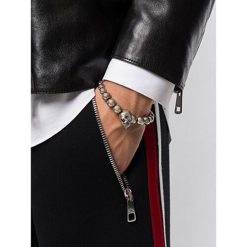 奢淘 Alexander McQueen 骷髅头珠饰手链手环 554504J160Y 配饰男 - 图0