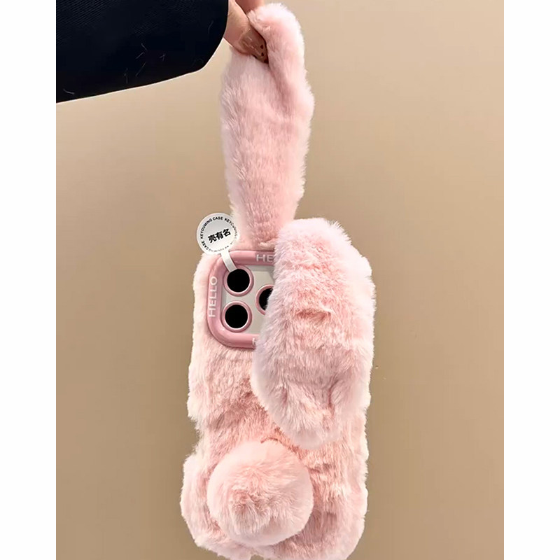 欧略 毛茸茸可爱长耳朵兔子适用苹果17promax手机壳15新款iPhone16超好看14卡通13防摔保护套12/11网红女款,淘宝优惠券,粉丝福利购,淘宝优惠卷