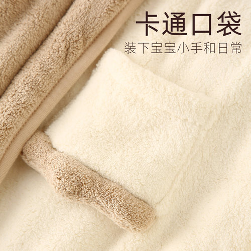 亲子装儿童浴袍加厚保暖宝宝睡袍斗篷男童女童秋冬季浴衣吸水速干 - 图2