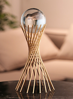 金属轻奢客厅书房水晶球摆件创意