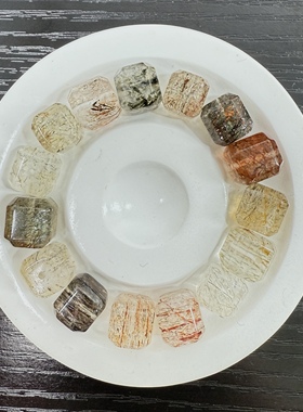 天然黑金超方糖单珠DIY手工水晶手链云母双轮金草莓骨干男女款