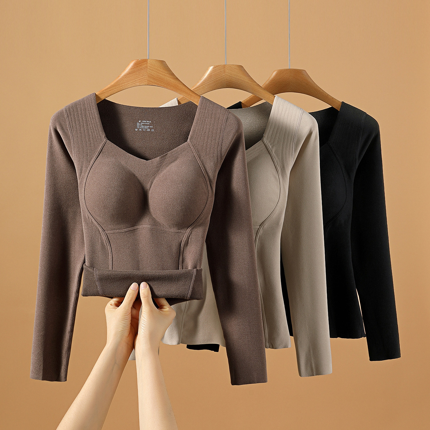 2025冬季保暖内衣女长袖带胸垫一体加厚加绒石墨烯发热打底衫上衣,淘宝优惠券,粉丝福利购,淘宝优惠卷