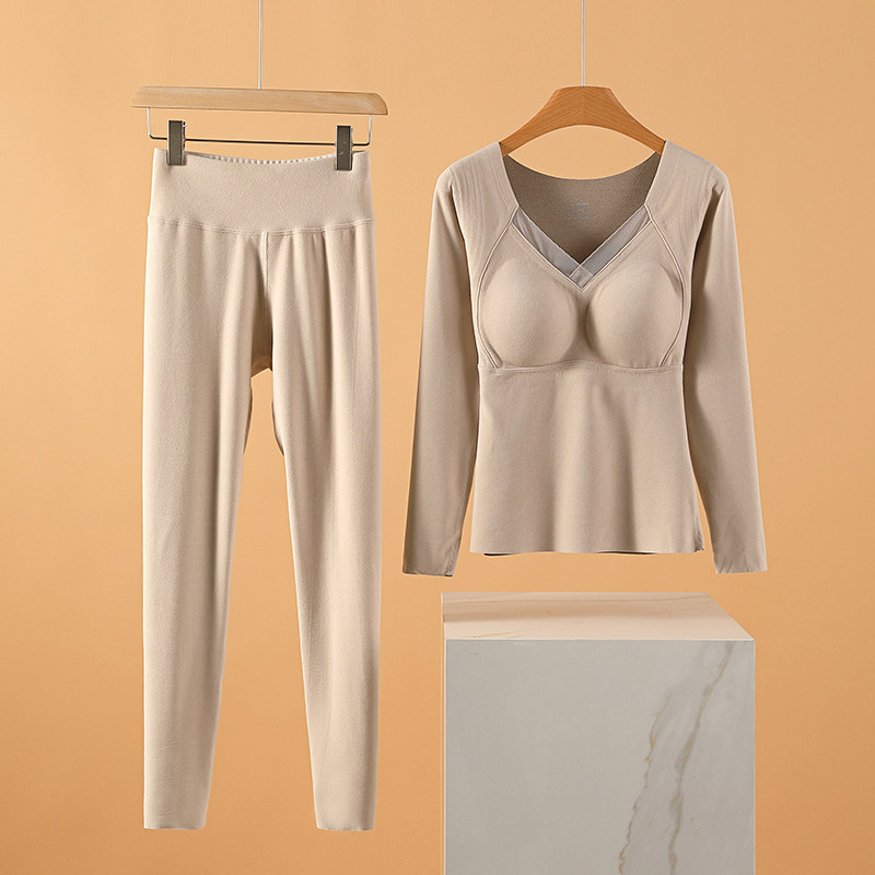 保暖内衣加绒加厚石墨烯发热带胸垫一体打底秋衣秋裤套装女士冬季,淘宝优惠券,粉丝福利购,淘宝优惠卷