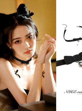 小鞠款甜酷辣妹流苏蝴蝶丝绒颈圈