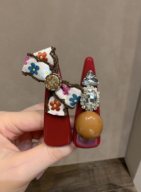 韩系高品质红色发夹边夹侧边碎发刘海夹AB版重工前额发卡鸭嘴夹女