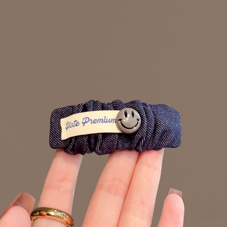 韩国ins风复古格纹牛仔贴布发夹甜美褶皱字母爱心小众刘海碎发卡,淘宝优惠券,粉丝福利购,淘宝优惠卷