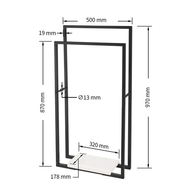 KES high and low double pole floor-standing matte black towel rack