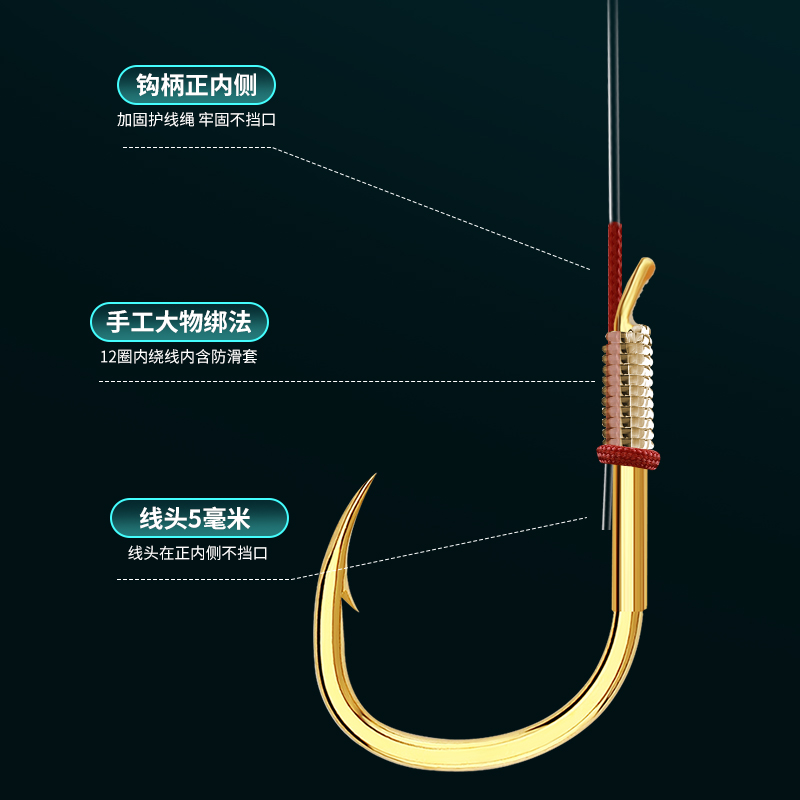 老刀轻量版大物护结子线双钩挂珠珠钓青草鱼加长绑制成品鲢鳙对钩 - 图0