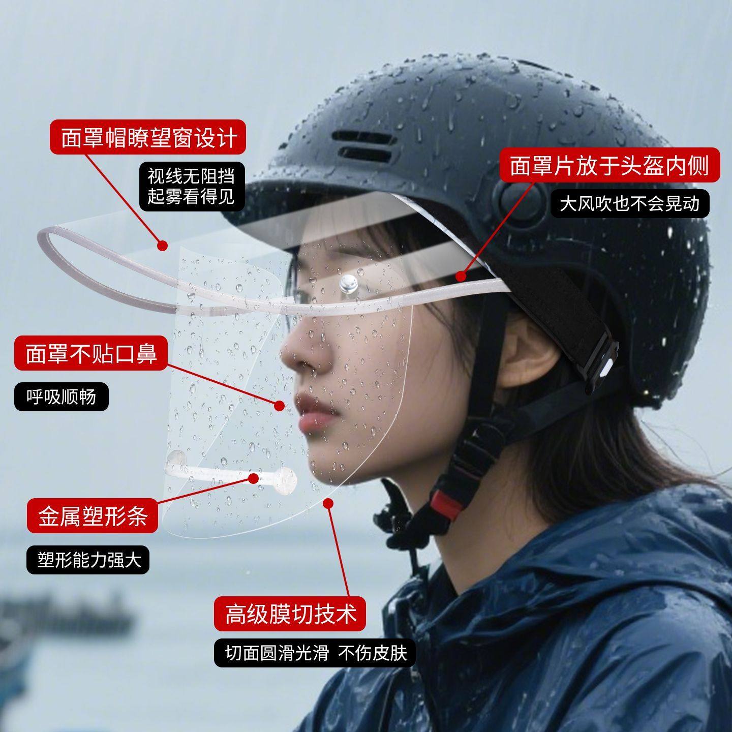 挡雨专用下雨挡脸遮雨帽檐骑行神器帽檐挡风防暴雨护全脸透明面罩,淘宝优惠券,粉丝福利购,淘宝优惠卷