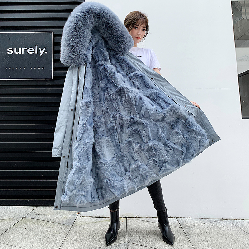 派克服女2020新款冬狐狸毛皮草内胆 古奈妍皮草