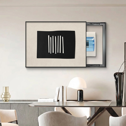黑白极简电表箱装饰画2026现代简约配电箱挂画高级感电表箱盒遮挡 - 图0