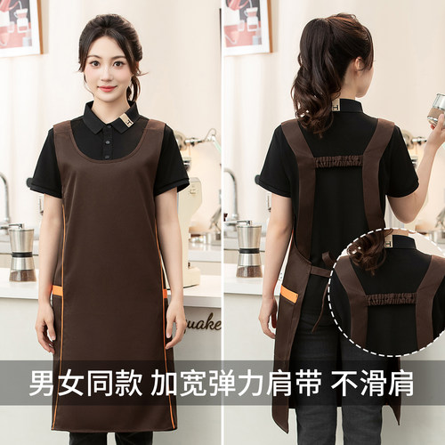 简约女时尚防水坎肩围裙厨房餐饮专用定制logo火锅店超市工作服男 - 图0