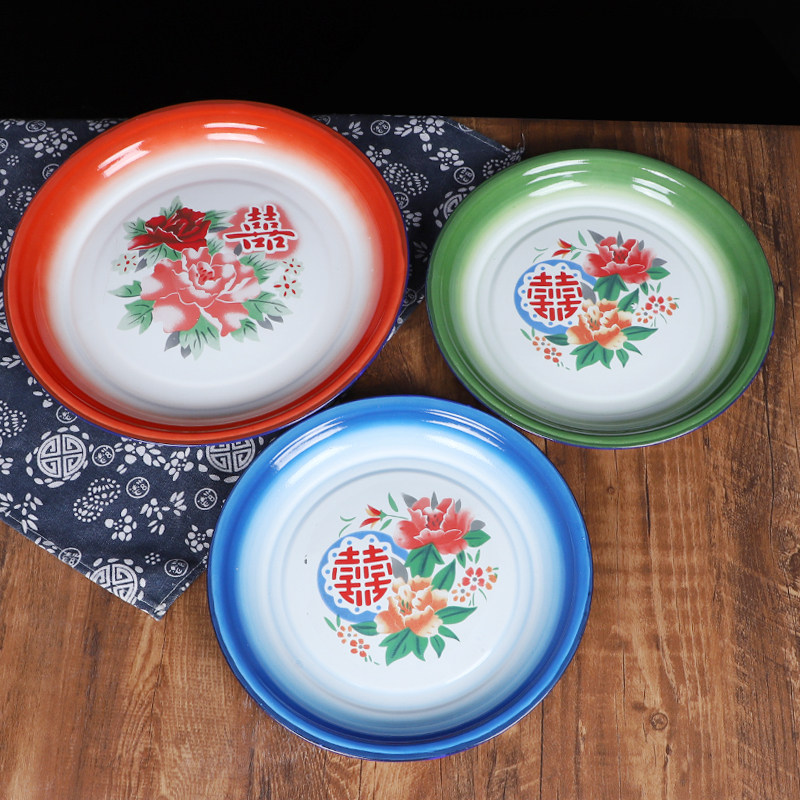 老式搪瓷盘大盘鸡专用盘子小龙虾专用盘复古大茶盘东北大铁盘圆盘,淘宝优惠券,粉丝福利购,淘宝优惠卷