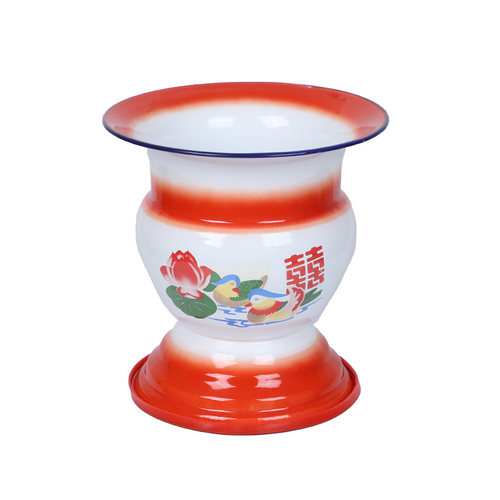 痰盂搪瓷加厚老式大号高脚痰盂坐便器搪瓷老人便盆尿盆家用起夜桶 - 图3